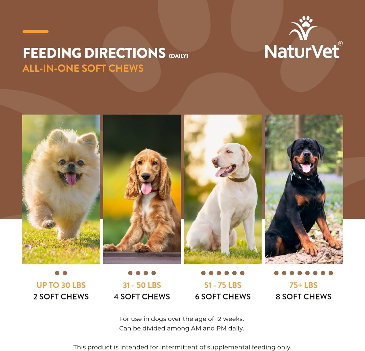 NaturVet All-in-One Dog Supplement with Joint Support, Digestion, Skin, Coat Care - 60 Soft Chews