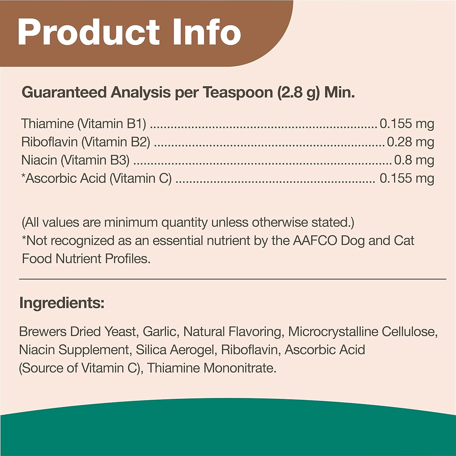 NaturVet Brewers Dried Yeast Formula with Garlic Flavoring and Vitamins for Dogs and Cats, 1 lb - Made in USA