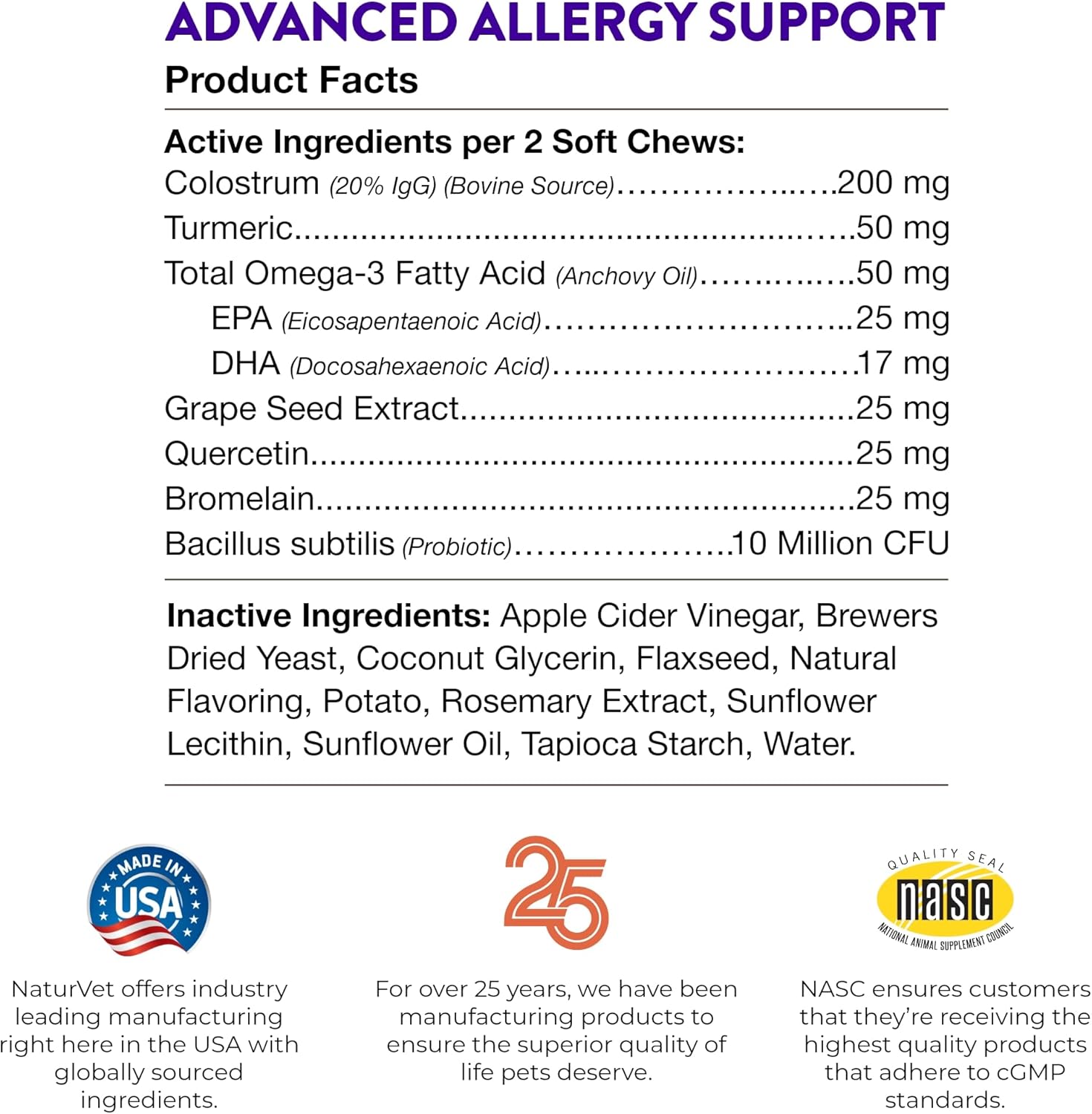 NaturVet Evolutions Advanced Allergy Support Soft Chews for Dogs - 180ct Omega-3, Turmeric, Probiotic - Maintain Normal Histamine Levels