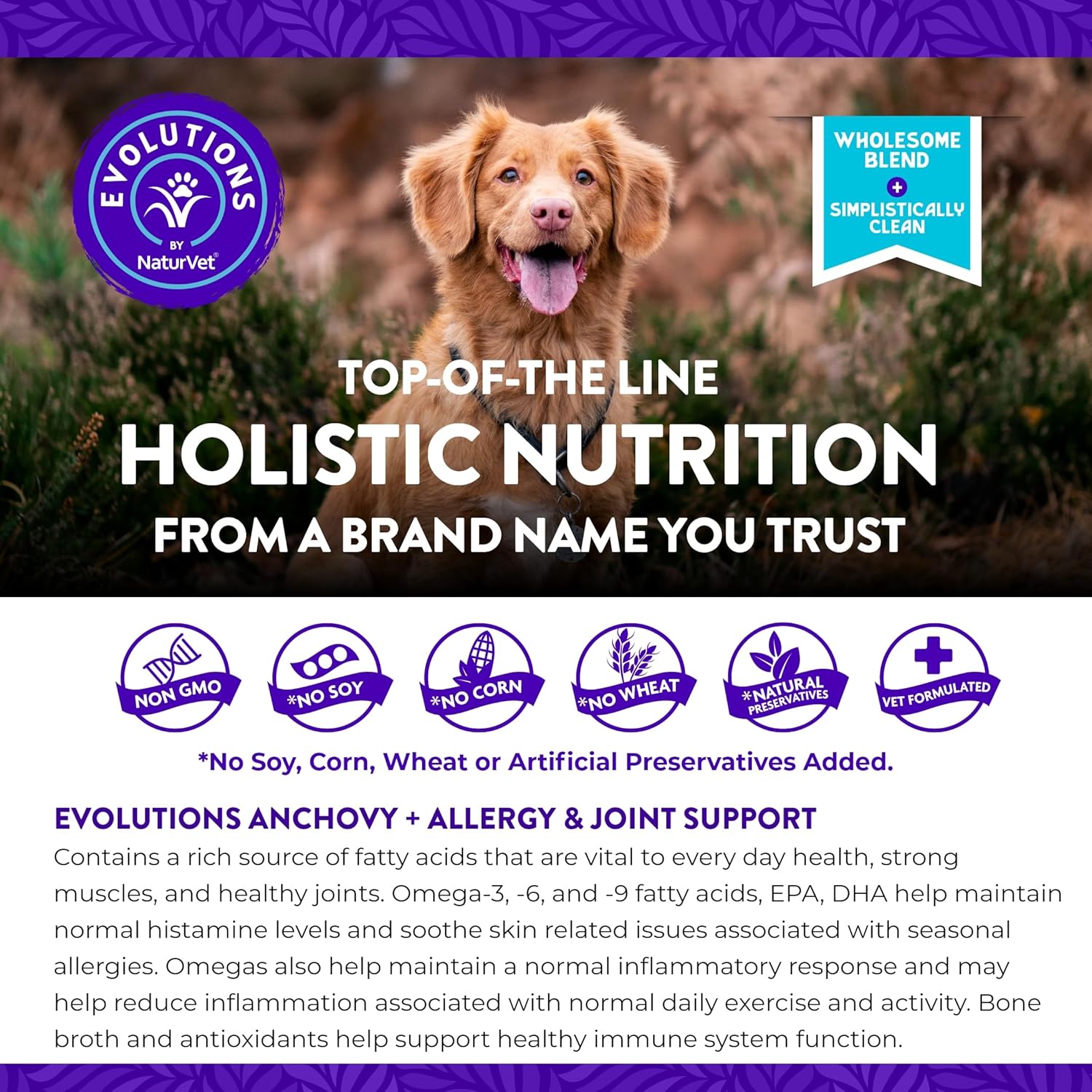NaturVet Evolutions Anchovy Oil Soft Chews for Dogs - Allergy & Joint Support Formula - 90ct - Supports Normal Inflammatory Response & Histamine Levels - BoostGo Australia