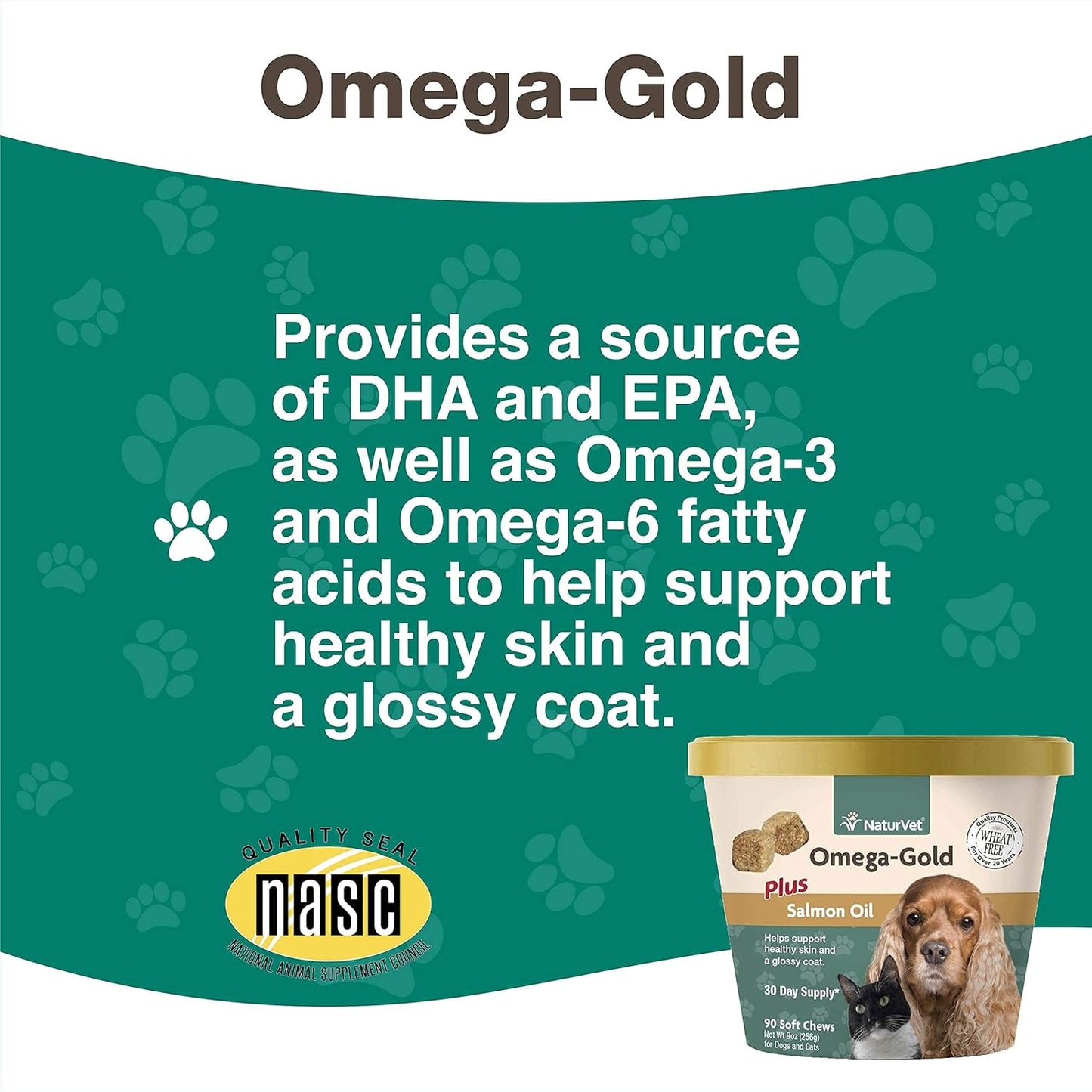 NaturVet Omega-Gold Plus Salmon Oil for Skin & Coat - 17 Oz Oil & 90 Soft Chews for Omegas