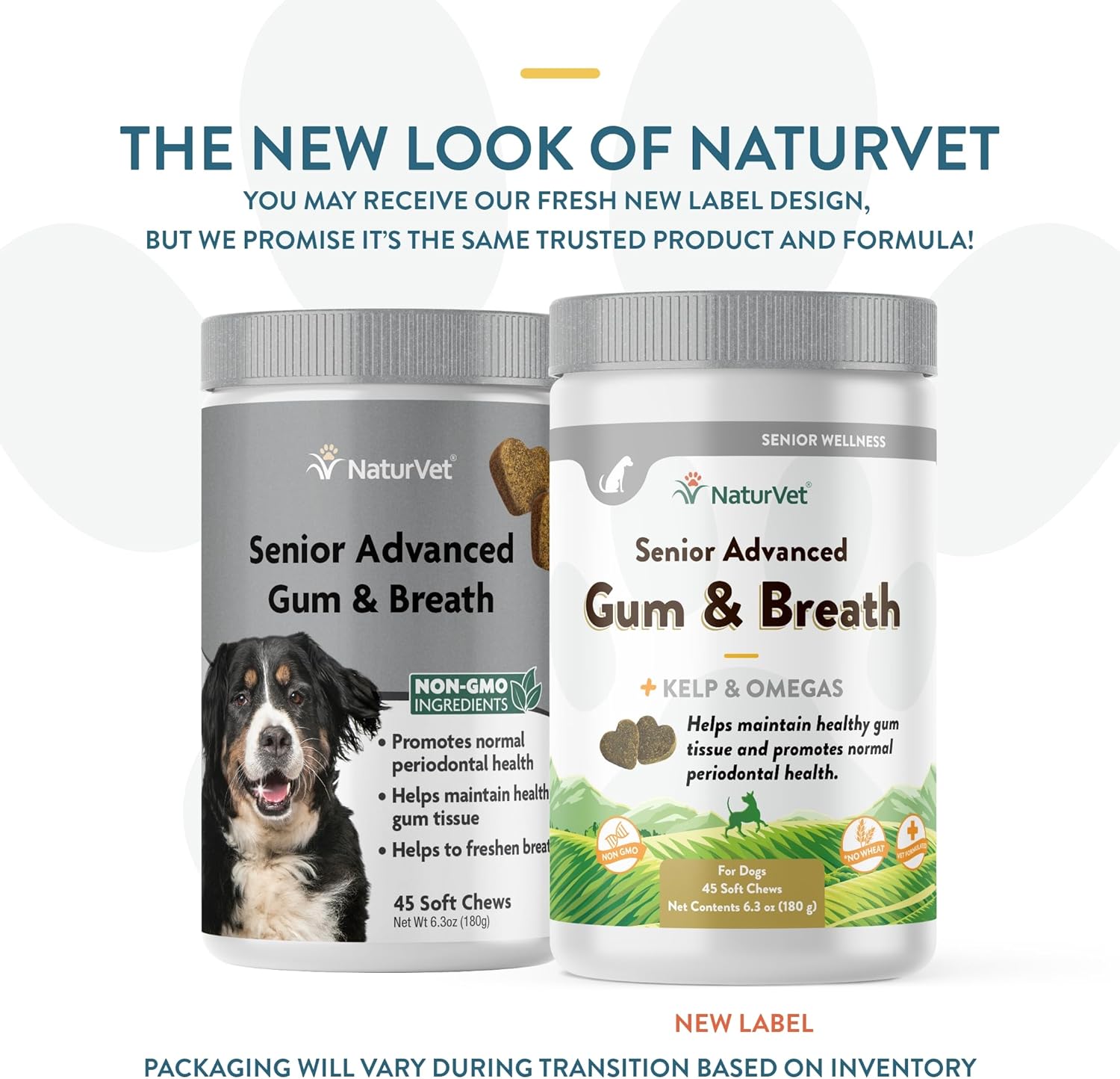 NaturVet Senior Advanced Dog Supplement for Periodontal Health and Fresh Breath - 45 Soft Chews with Peppermint and Parsley Leaf