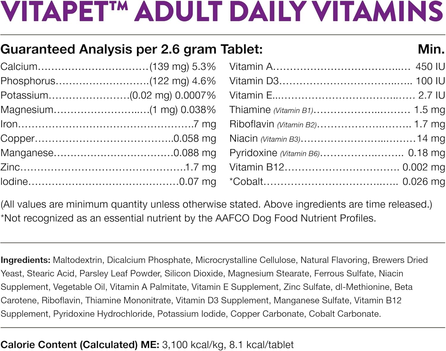 NaturVet VitaPet Adult Daily Vitamins for Dogs with Breath Aid - Omega-6 Fatty Acids - 180 Chewable Tablets