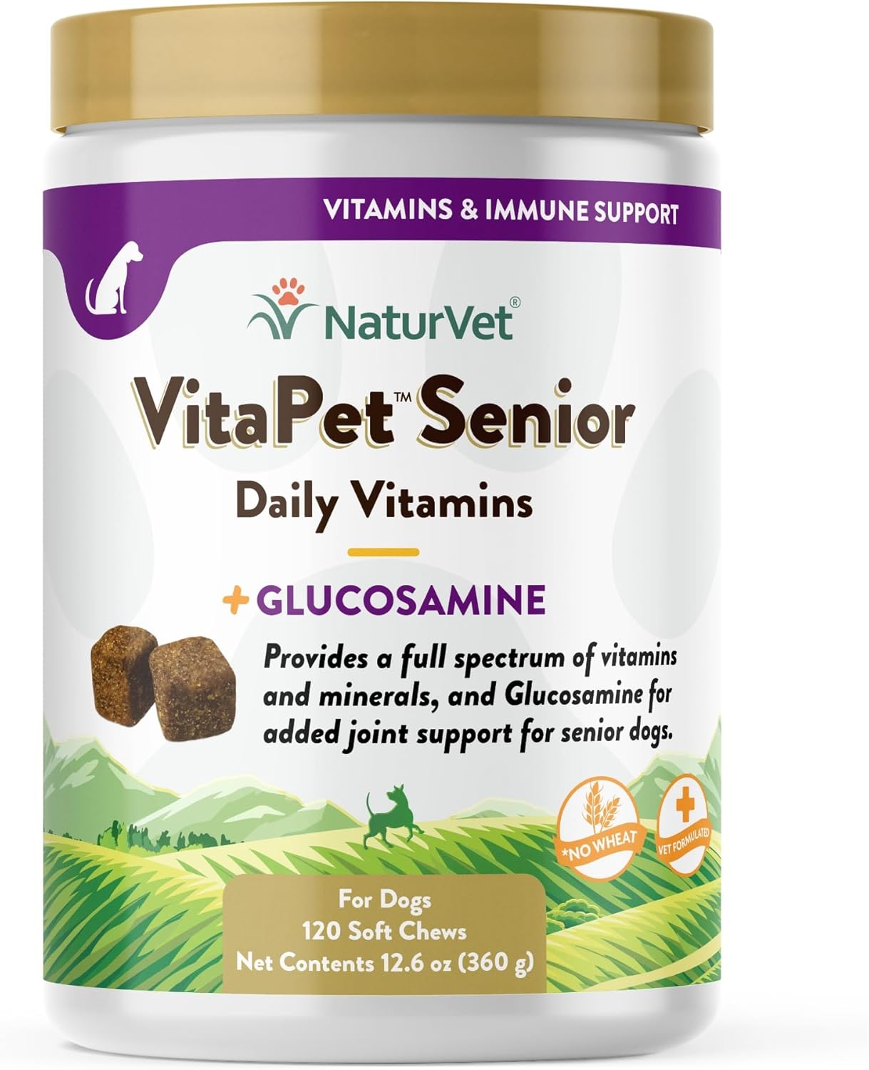 NaturVet VitaPet Senior Daily Vitamin Dog Supplements with Glucosamine for Joint Support - 120 Ct. Soft Chews for Older, Active Dogs - BoostGo Australia
