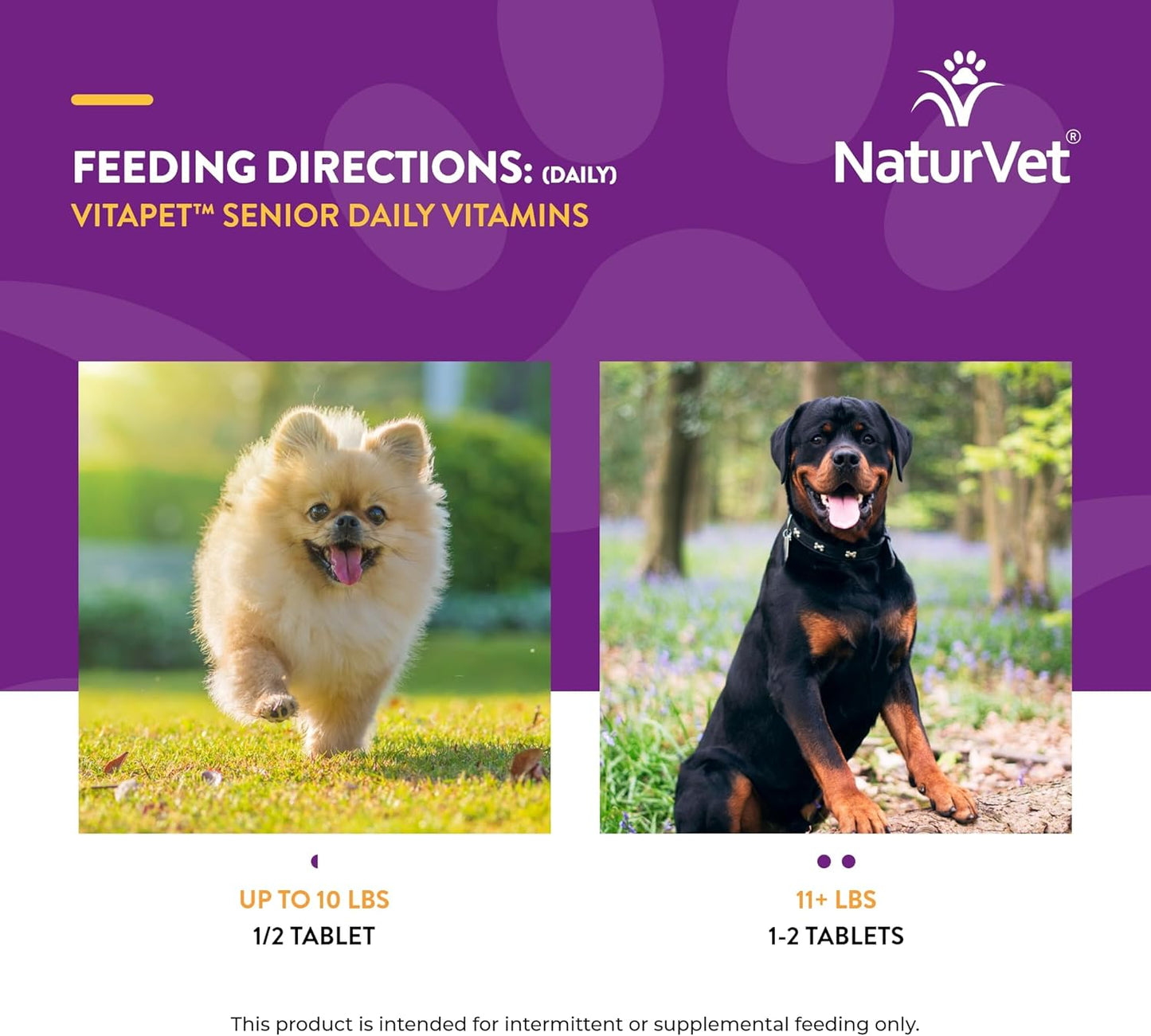 NaturVet VitaPet Senior Daily Vitamins with Glucosamine for Dogs, 180 Chewable Tablets, Time Release Formula, Made in the USA