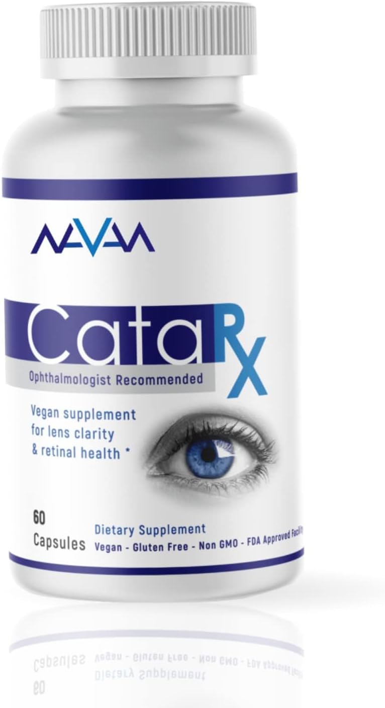 Navan CataRx Eye Vitamins & Minerals for Lens Clarity & Retina Health - AREDS 2 Formula with Lutein, Zeaxanthin, Zinc, Vitamin C, NAC - 60 Capsules, Kosher Certified