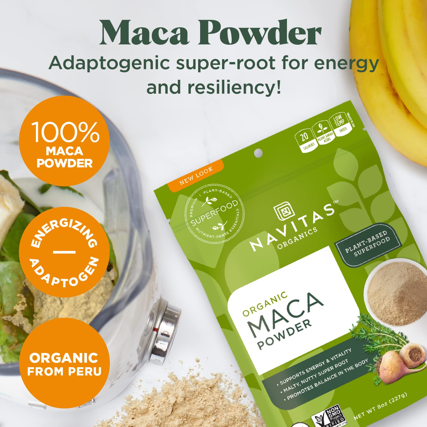 Navitas Organics Maca Powder 16oz 2-Pack - 181 Servings, Organic Non-GMO Gluten-Free Light Brown Powder