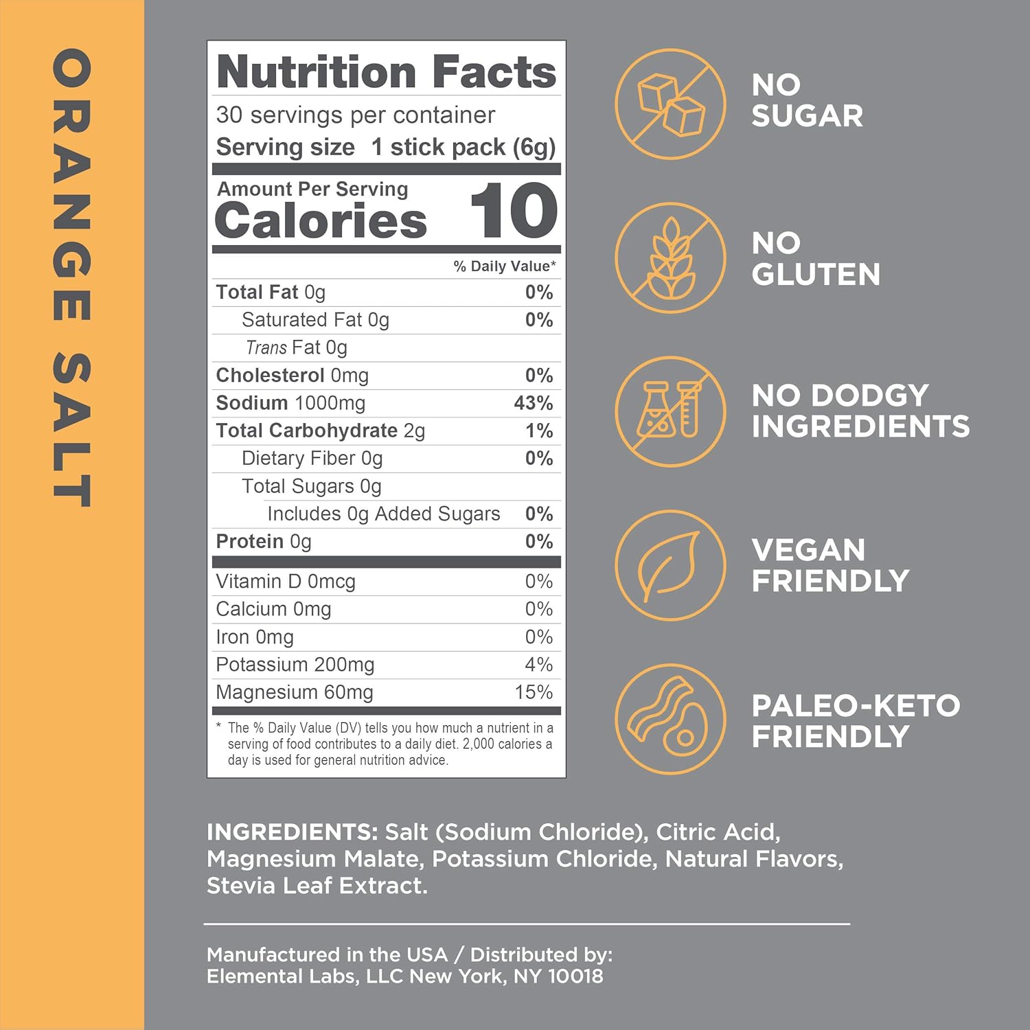 Naweti LMNT Keto Electrolyte Powder Packets - Paleo Hydration Powder with Orange Salt - 30 Stick Packs, No Sugar or Artificial Ingredients