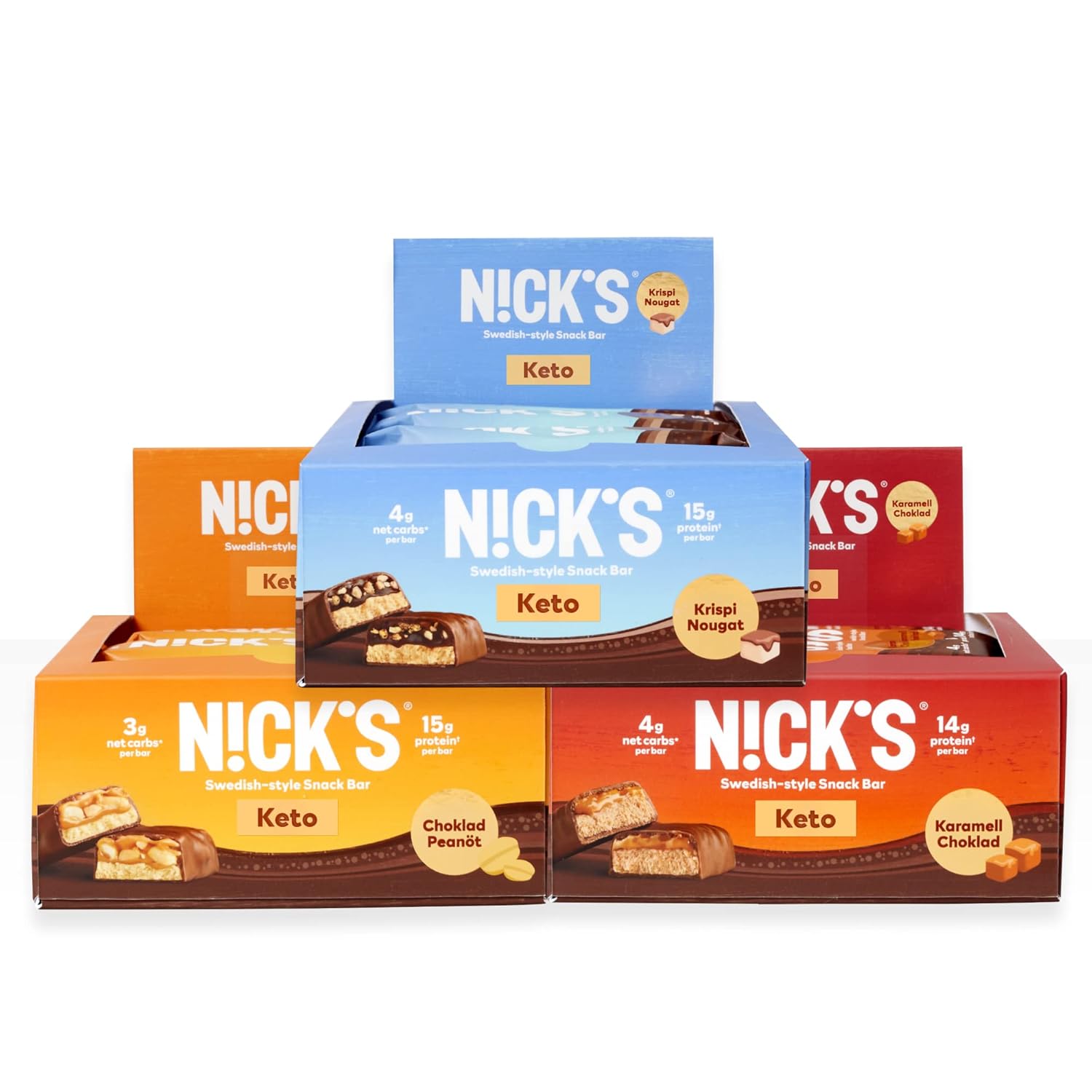 N!CK'S Swedish Style Protein Bars Sampler Pack - Keto Friendly, 5g Collagen, Low Carb, No Added Sugar - 36 Count