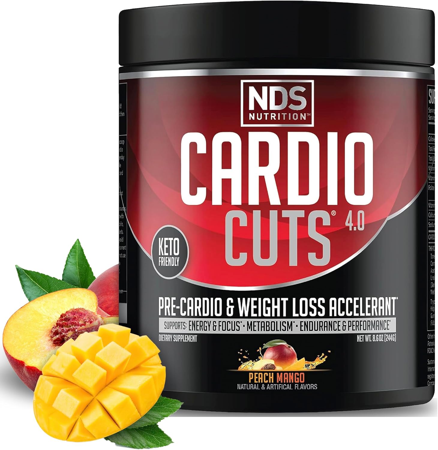 NDS Nutrition Cardio Cuts 4.0 Peach Mango - 20 Servings, Energy Booster Supplement for Cardiovascular Health