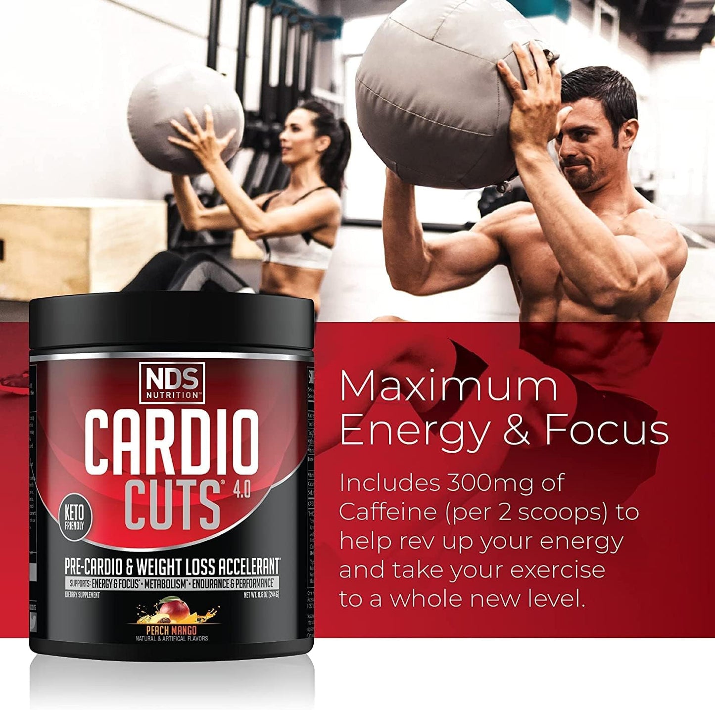 NDS Nutrition Cardio Cuts 4.0 Peach Mango - 20 Servings, Energy Booster Supplement for Cardiovascular Health