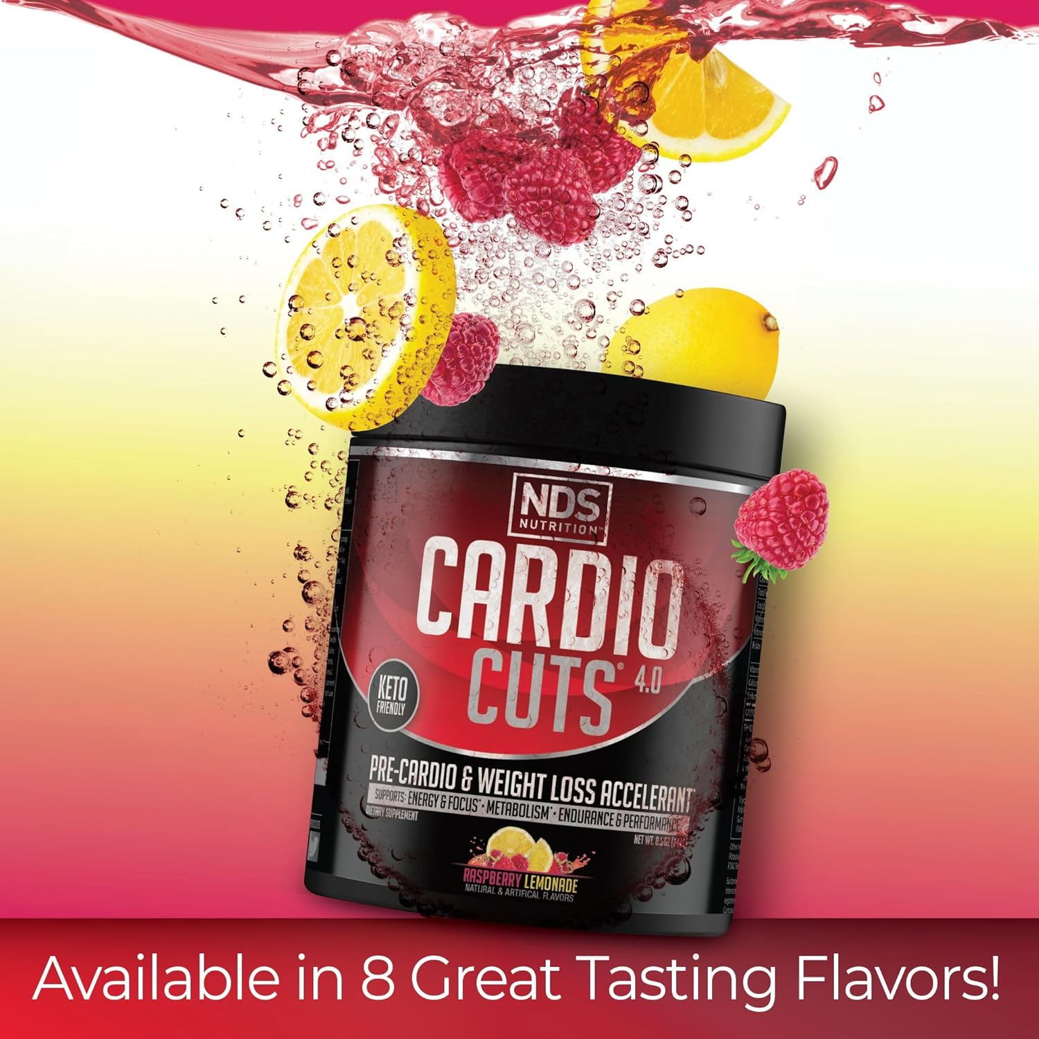 NDS Nutrition Cardio Cuts 4.0 Raspberry Lemonade Supplement - 8.6 oz for Enhanced Performance