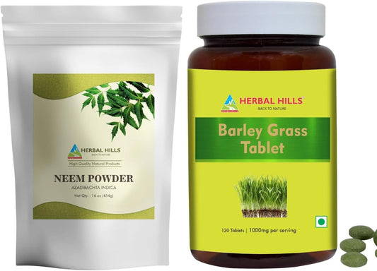 Neem Leaf Powder and Barley Grass Tablet Combo Pack - Herbal Hills
