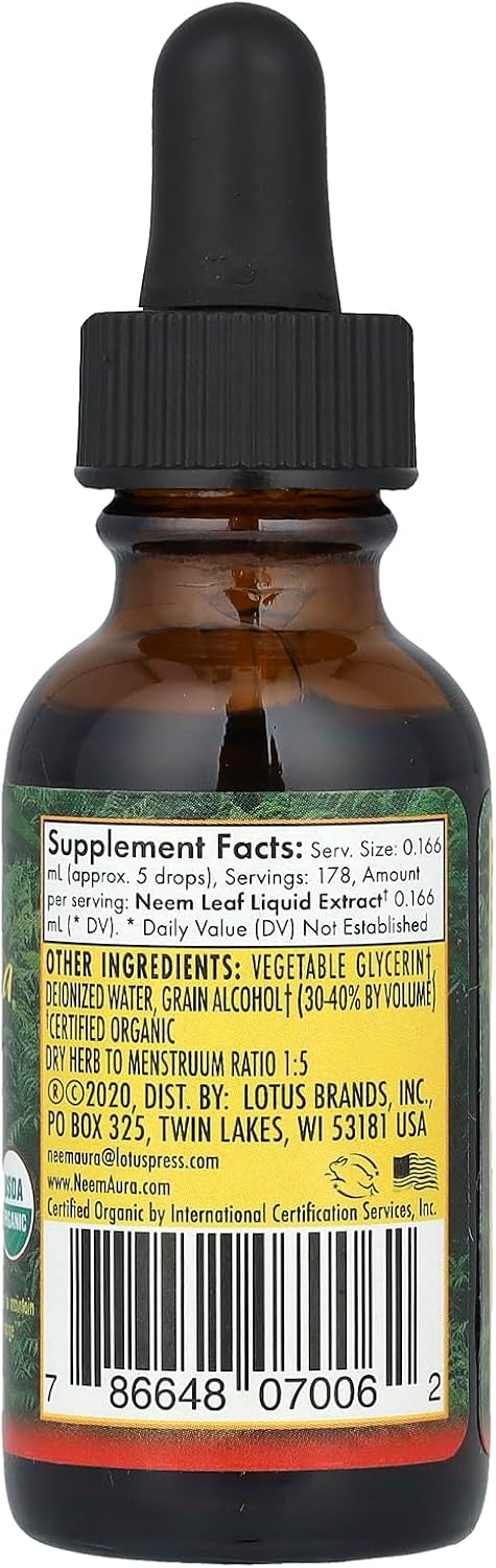 NEEMAURA Naturals Neem Extract Triple Potency 1-5 Ratio 1oz Bottle
