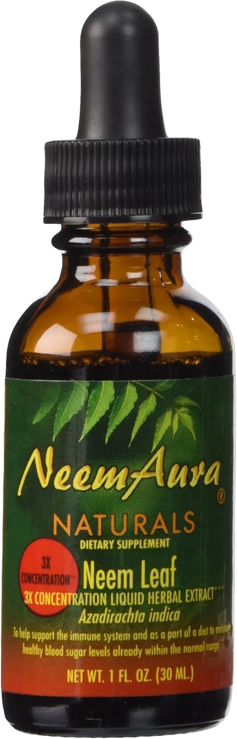 NEEMAURA Naturals Neem Leaf Extract, 3X Concentration, 1-Ounce (Pack of 2) - Pure Neem Oil Supplement for Health