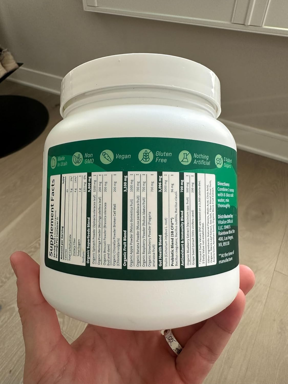 Nello Supergreens - Superfood Greens Drink Mix with Chlorella, Moringa, Spinach, & Broccoli + Digestive Enzymes & Probiotics - Mango Peach Flavor, 30 Servings