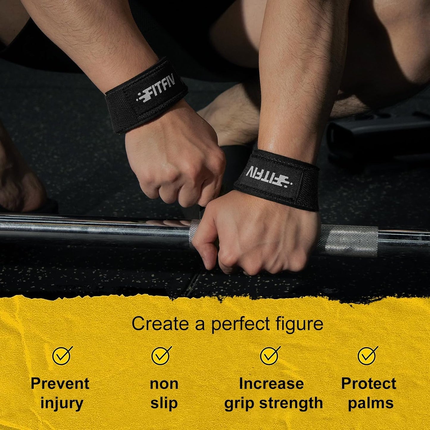 Neoprene-Padded FITFIV Lifting Straps for Strength Training - Men & Women