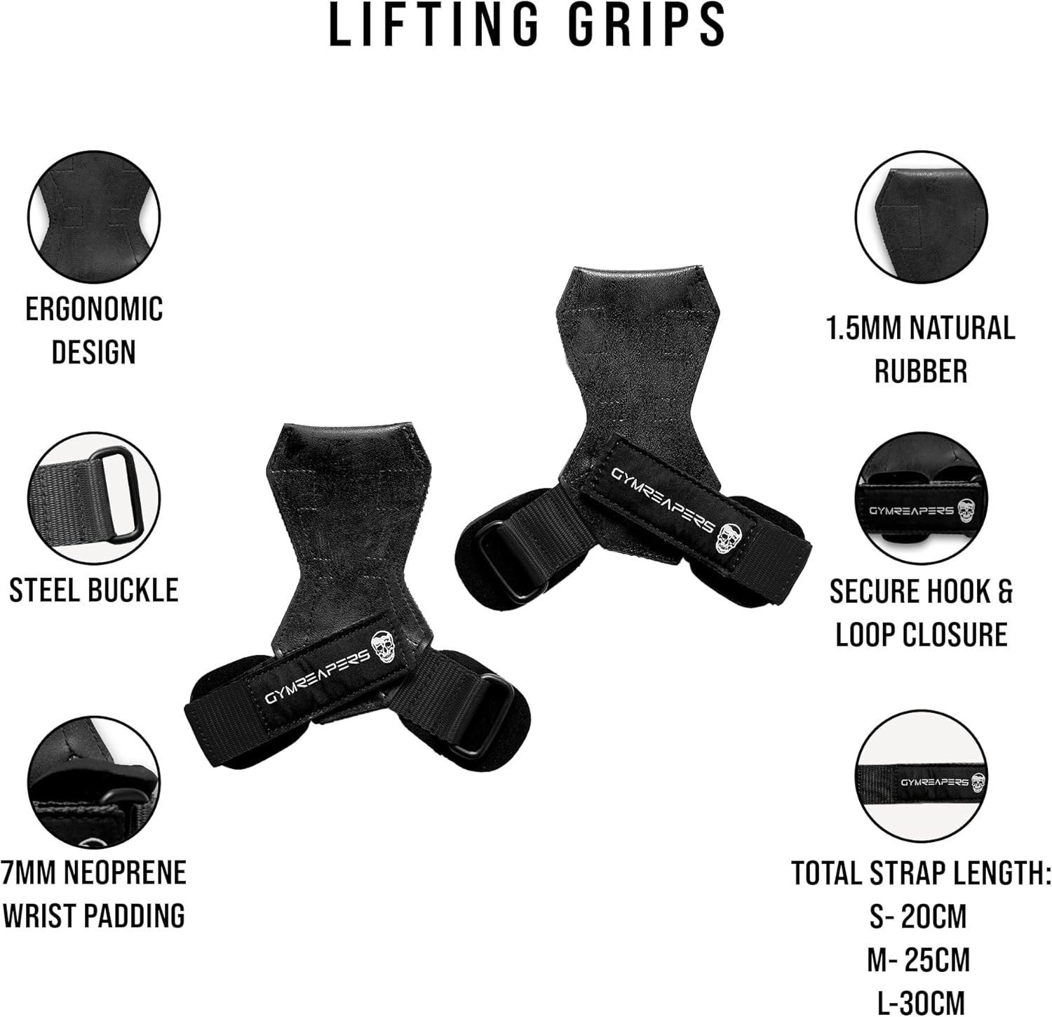 Neoprene Padded Weightlifting Grips with Strong Wrist Support for Powerlifting and Bodybuilding - Pair of Gymreapers Gloves
