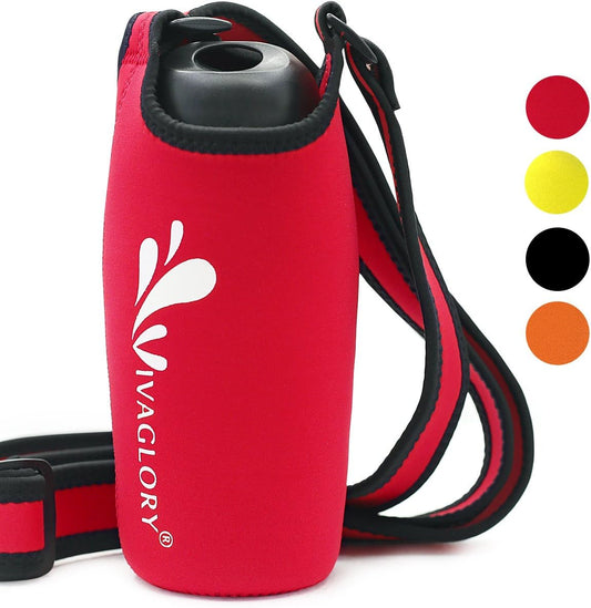Neoprene Water Bottle Sling with Adjustable Shoulder Strap for Stainless Steel and Plastic Bottles, Great for Sport and Energy Drinks