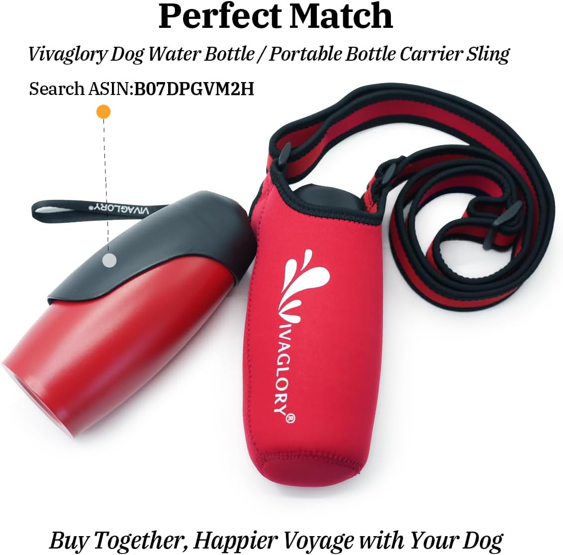 Neoprene Water Bottle Sling with Adjustable Shoulder Strap for Stainless Steel and Plastic Bottles, Great for Sport and Energy Drinks