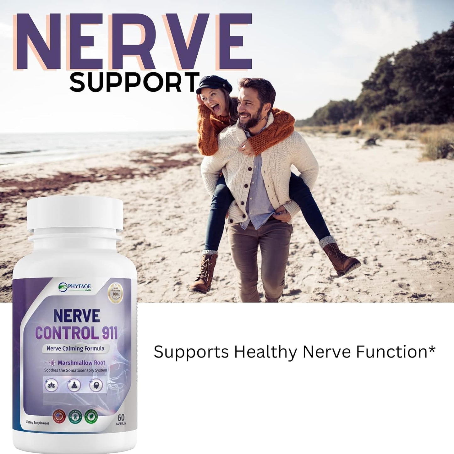 Nerve Control 911 by Phytage Labs - Natural Plant-Based Supplement for Nerve Health (60 Caps)