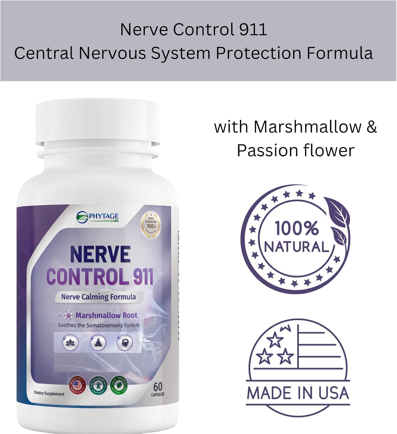 Nerve Control 911 by Phytage Labs - Natural Plant-Based Supplement for Nerve Health (60 Caps)