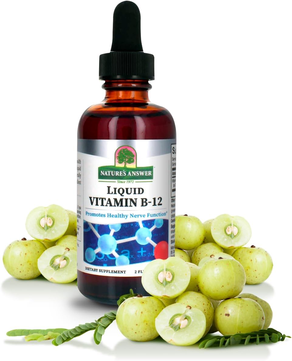 Nerve Function & Energy Boosting Liquid Vitamin B-12 | Naturally Flavored & Gluten-Free 2oz | Nature's Answer