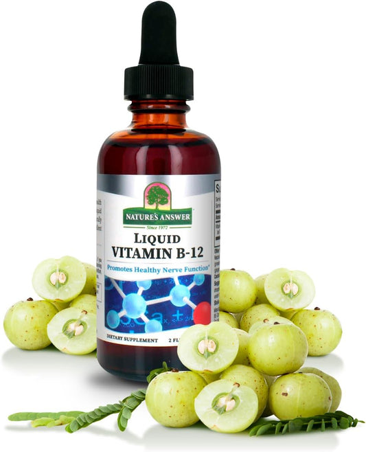 Nerve Function & Energy Boosting Liquid Vitamin B-12 | Naturally Flavored & Gluten-Free 2oz | Nature's Answer