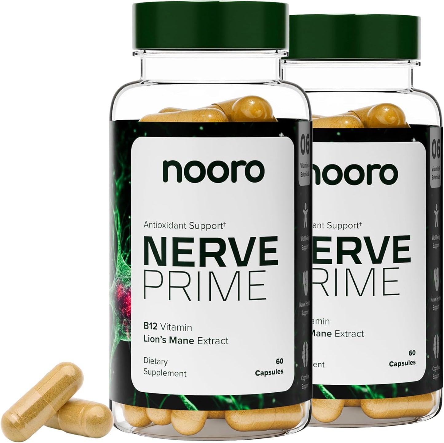 Nerve Prime Supplement with R-Alpha Lipoic Acid, Lion’s Mane Mushroom, Curcumin - Supports Well-Being, Cognitive Function, Antioxidant Protection - 60 Day Supply (2 Pack)