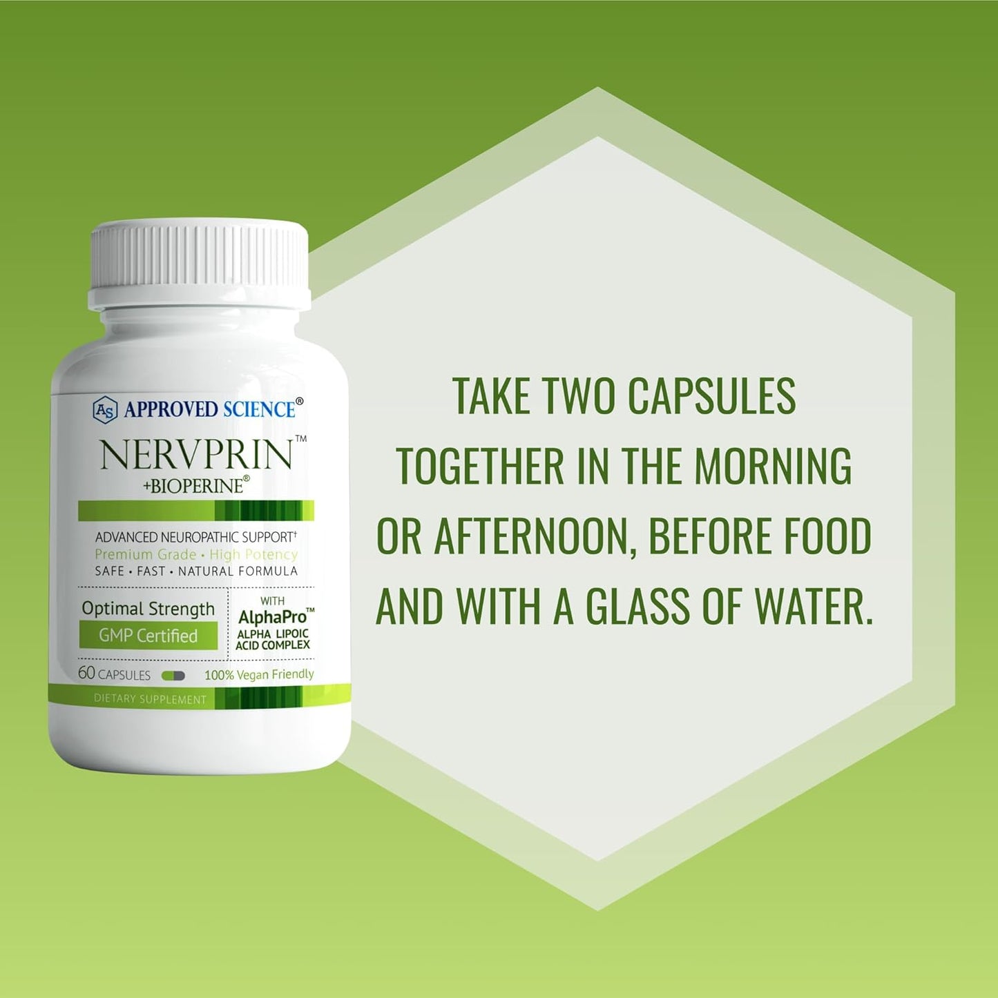 Nervprin Nerve Support Supplement with Benfotiamine, B12, R-Alpha-Lipoic Acid - 60 Capsules - USA Made