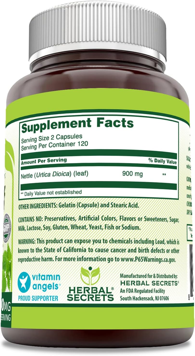 Nettle Leaf 900mg 240 Capsules - Herbal Supplement for Urinary Tract, Prostate, and Respiratory Health