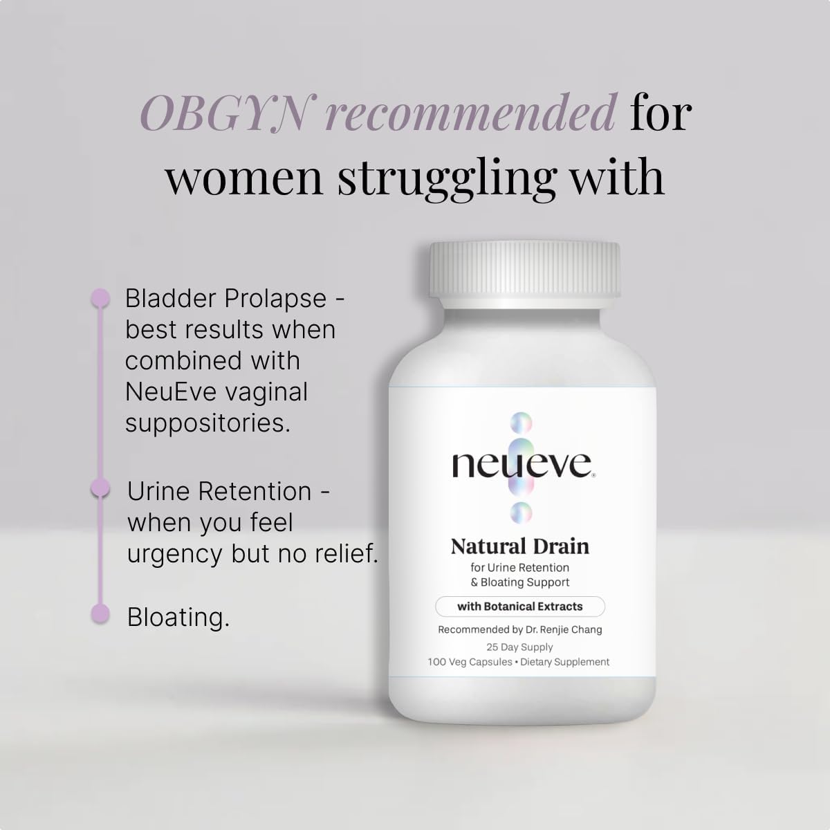 NeuEve Natural Drain Daily Supplement for Urine Control | Reduces Urine Retention, Supports Urinary Tract Health