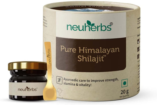 Neuherbs 100% Ayurvedic Himalayan Shilajit Resin 20G with 75% Fulvic Acid for Energy Boost & Immune Support, Men & Women | Lab Tested Black Shilajeet 20G Pack
