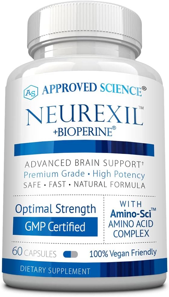 Neurexil Nootropic Support Supplement with DMAE for Brain Function, Memory, Clarity - L-Tyrosine, Ginkgo Biloba, Huperzine A, BioPerine - 60 Capsules