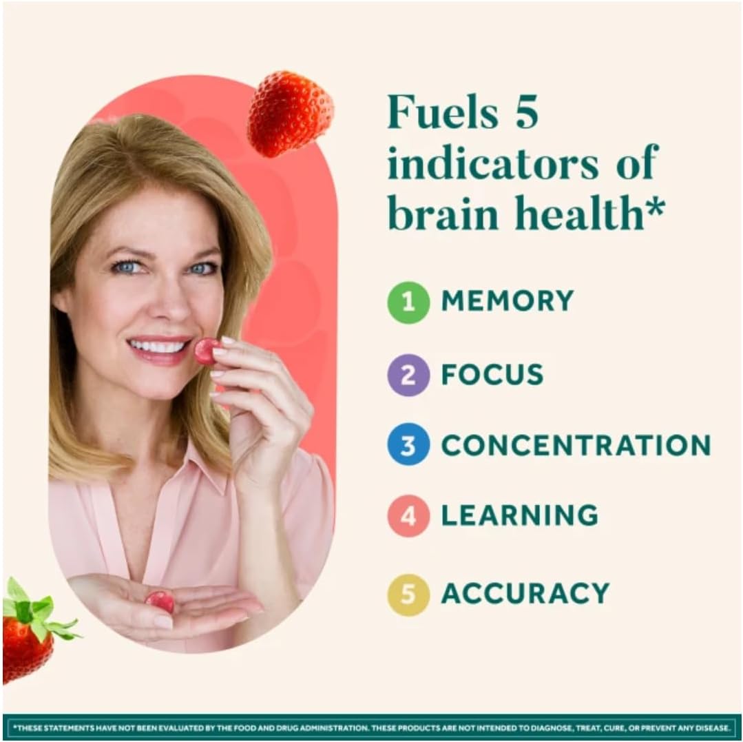 NEURIVA Original Brain Supplement with Clinically Tested Nootropics for Memory, Focus & Concentration - Strawberry Flavor, 50 Gummies - 2 Pack