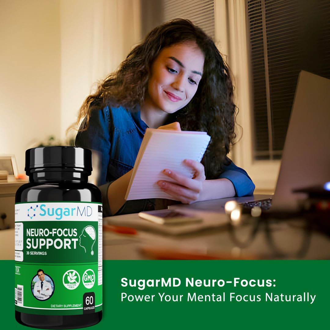 Neuro-Focus Support Supplement for Brain Health - Memory, Focus, & Clarity Formula with Bacopa, Ginkgo, & Bioperine - Non-GMO & Gluten-Free - 60 Capsules