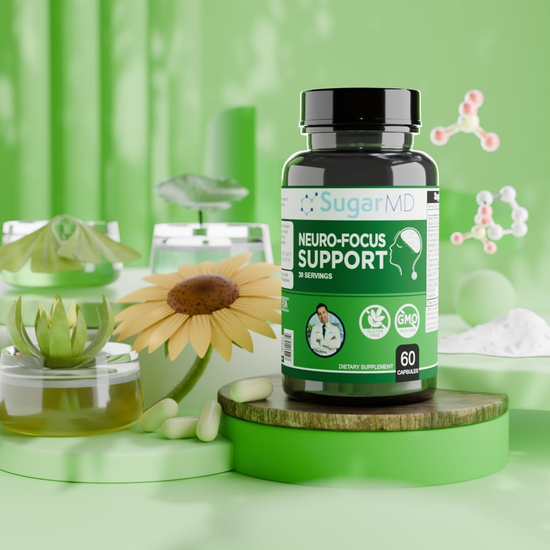 Neuro-Focus Support Supplement for Brain Health - Memory, Focus, & Clarity Formula with Bacopa, Ginkgo, & Bioperine - Non-GMO & Gluten-Free - 60 Capsules
