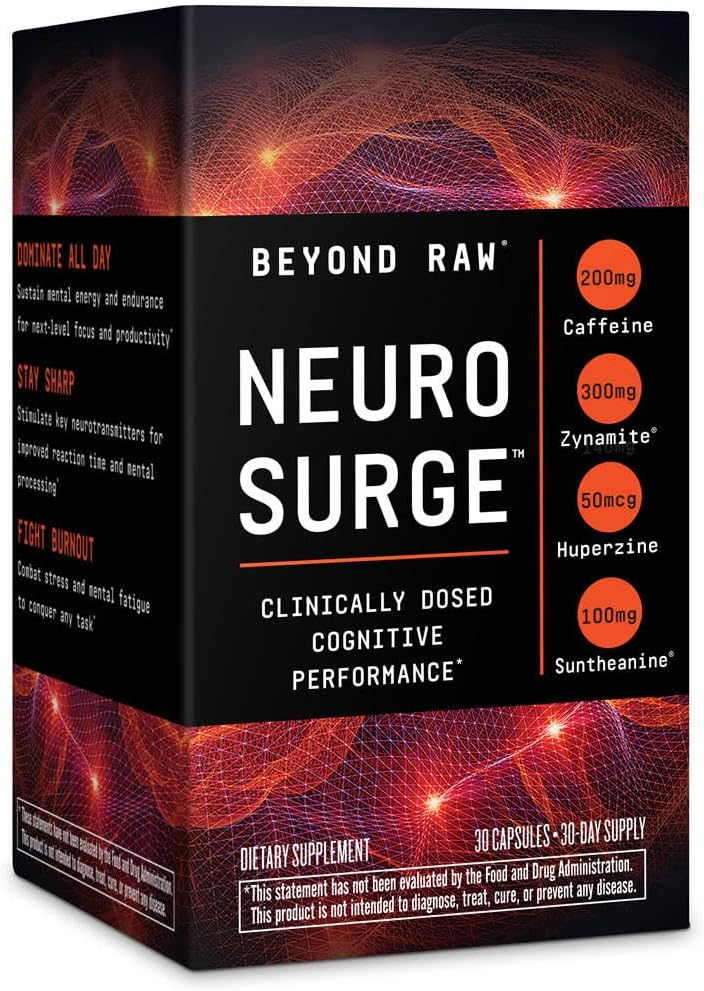 Neuro Surge Beyond Raw Clinically Dosed Cognitive Performance Supplement 30 Count