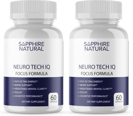 Neuro Tech IQ Brain Supplement - Focus Formula Enhancement Pills (2 Pack, 120 Capsules)
