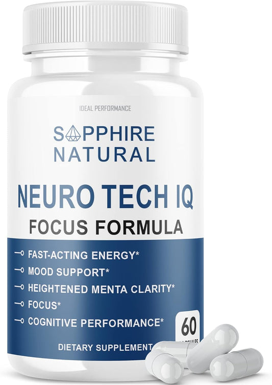 Neuro Tech IQ Brain Supplement - Focus Formula Pills for Ideal Performance (60 Capsules)