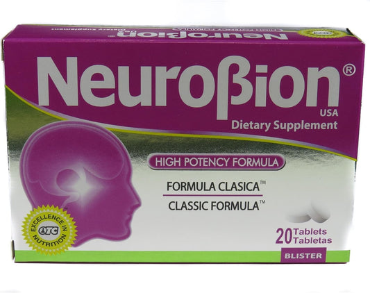 Neurobion Classic Vitamin B Energy Booster Tablets - 20 Count Formula Clasica
