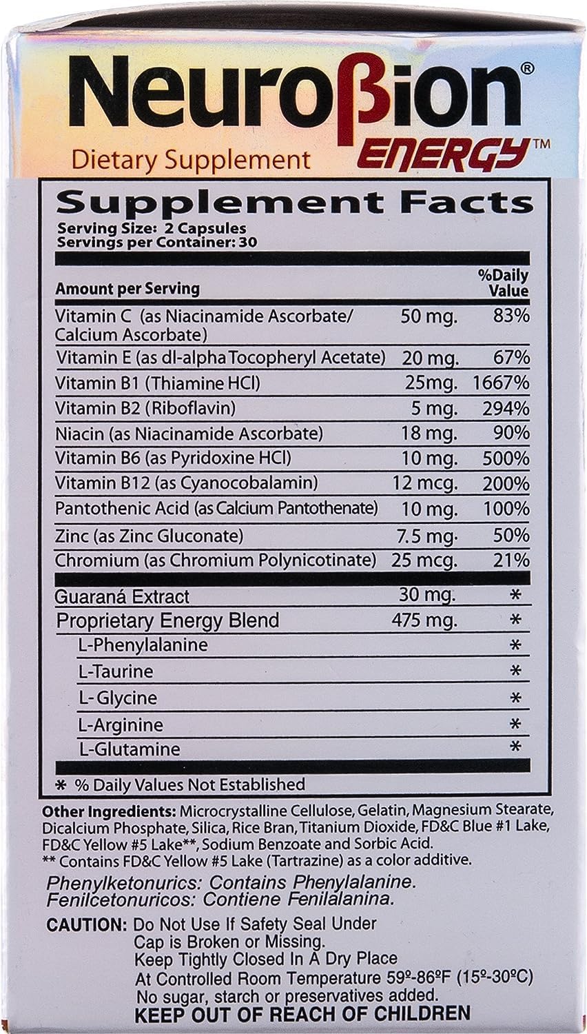 Neurobion Energy Supplement with Amino Acids and Vitamin B Complex - Boosts Brain Alertness and Stamina - 60 Capsules