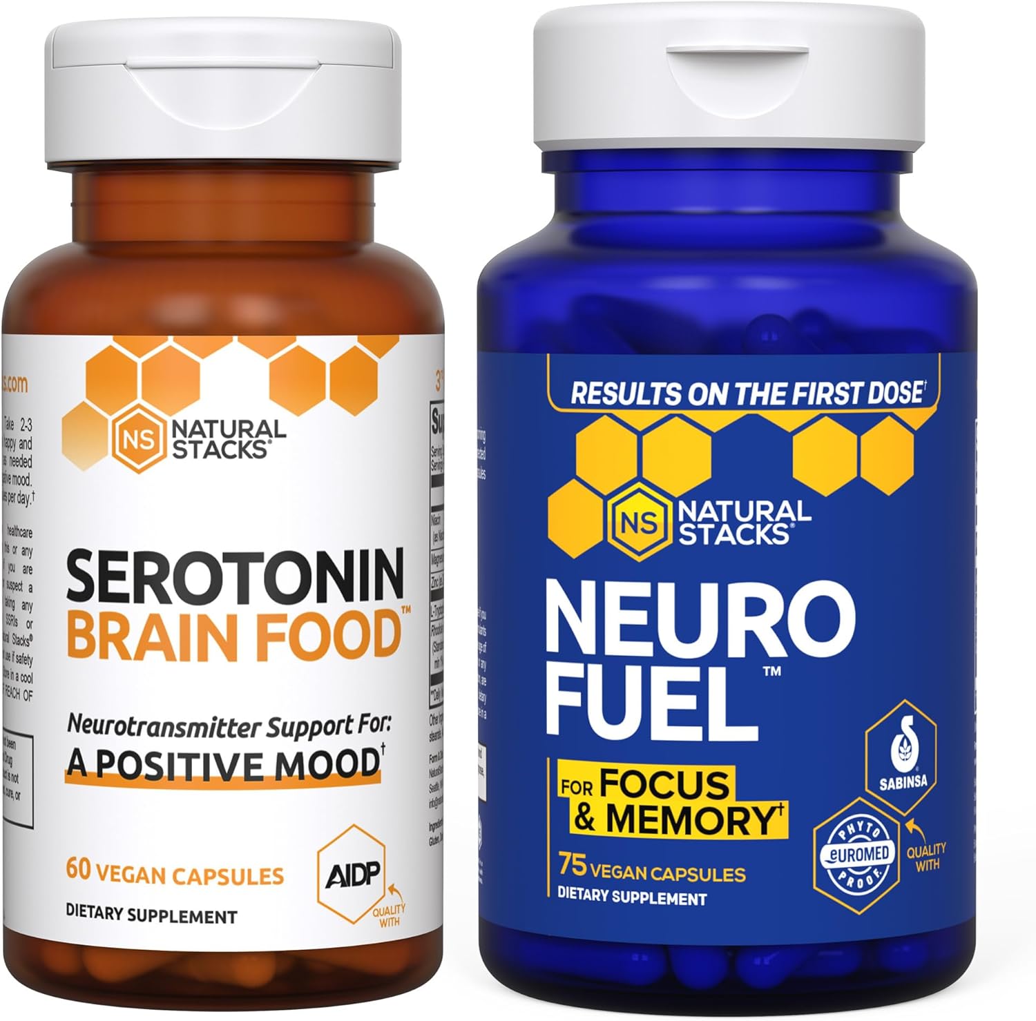 NeuroFuel Nootropic and Serotonin Brain Food Bundle - Boosts Memory, Mood, and Focus - 135 Capsules for Cognitive Support