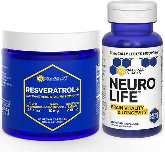 NeuroLife & Resveratrol Supplement Bundle for Longevity & Brain Health - 120 Capsules