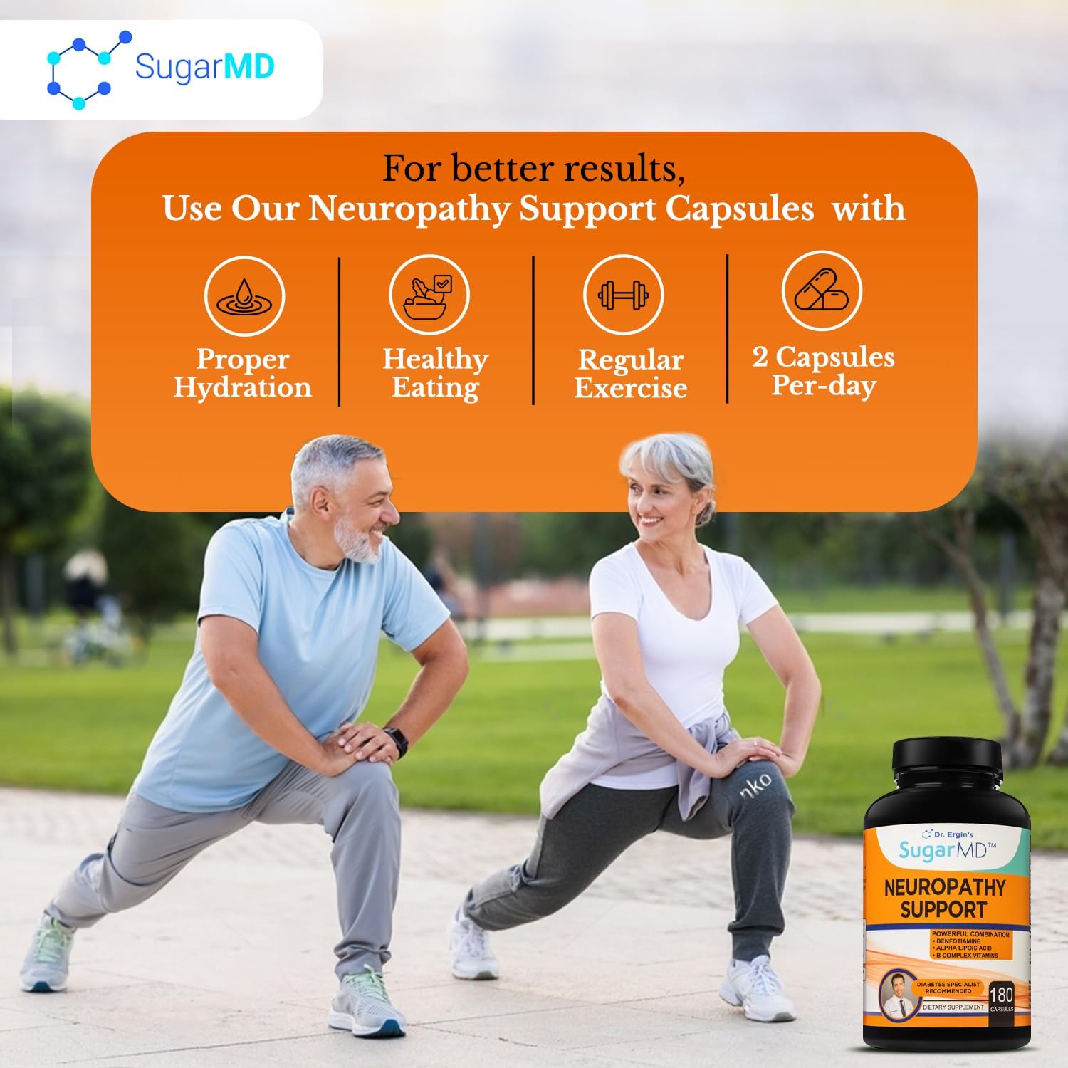 Neuropathy Support Supplement - 180 Capsules for Nerve Health with Alpha Lipoic Acid, Benfotiamine, Vitamin D3 B6 B12 - Support for Feet, Hands, Fingers, Legs - 90 Day Supply - BoostGo Australia