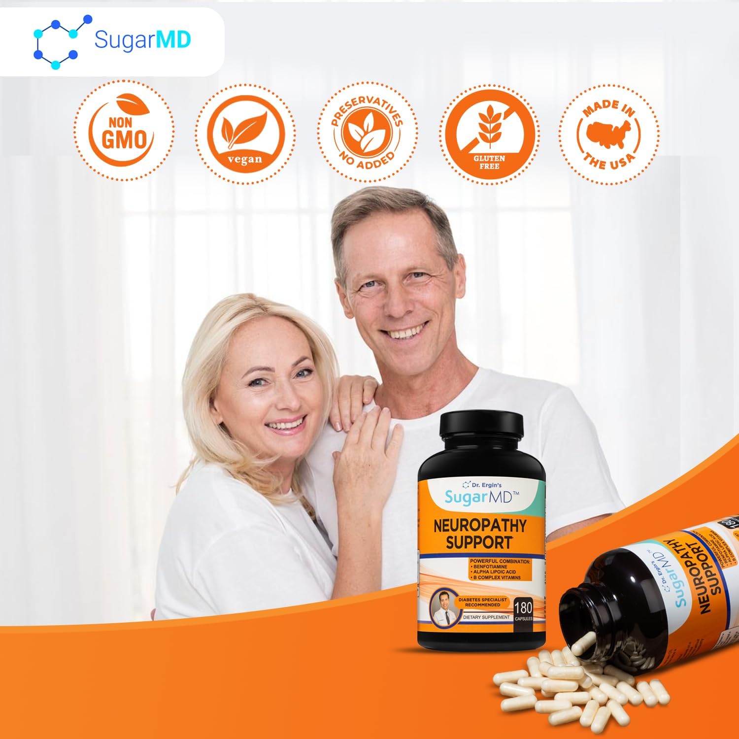 Neuropathy Support Supplement - 180 Capsules for Nerve Health with Alpha Lipoic Acid, Benfotiamine, Vitamin D3 B6 B12 - Support for Feet, Hands, Fingers, Legs - 90 Day Supply - BoostGo Australia