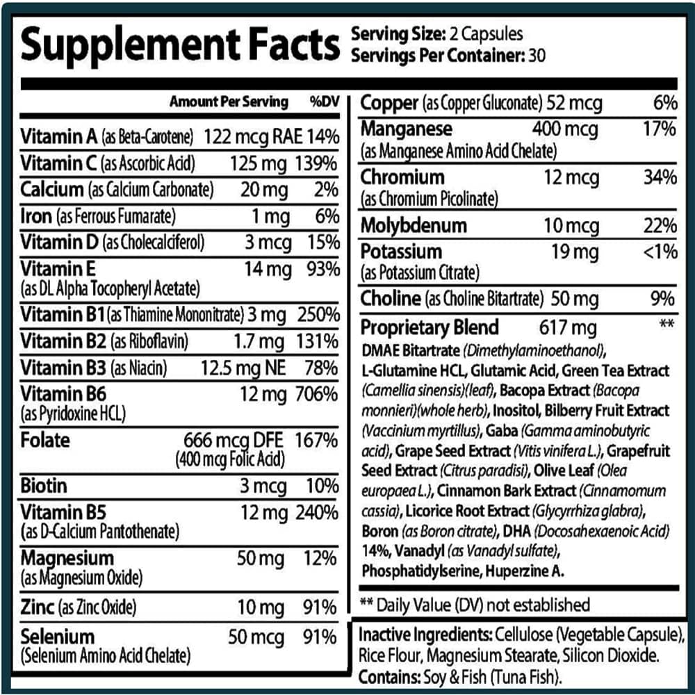 NeuroPhen Nootropics Brain Booster Supplement with Bacopa Extract, Phosphatidylserine, Huperzine A - 60 Capsules for Focus and Memory