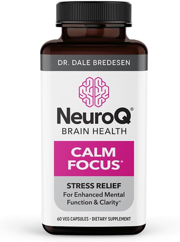 NeuroQ Calm Focus Capsules - Stress Relief Supplement with Sensoril Ashwagandha, Magnesium, GABA, L-Theanine, Andean Cocoa, Kava Kava - 60 Capsules