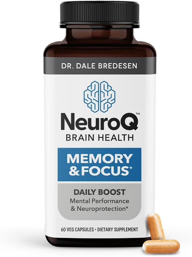 NeuroQ Memory & Focus - Cognitive Performance Support with Dr. Dale Bredesen's Neuroprotective Formula - Gotu Kola, Ginkgo, Phosphatidylserine - 60 Capsules - BoostGo Australia