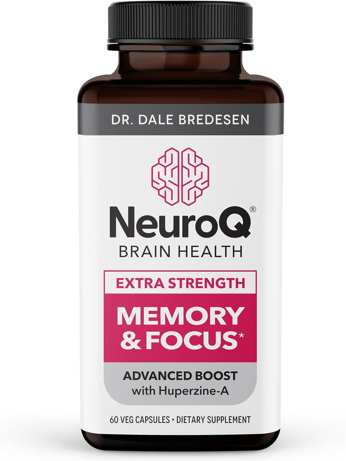 NeuroQ Memory & Focus Extra Strength Capsules - Cognitive Performance Booster with Huperzine A, Gotu Kola, Ginkgo & Coffee Fruit - Supports Brain Function & Concentration - 60 Count